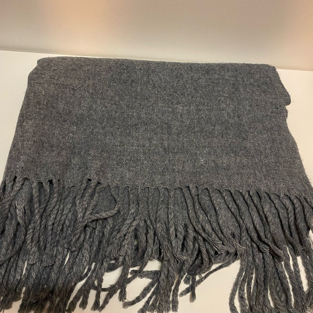 Cashmere Royal Rossi Gray Fringe Wool Scarf